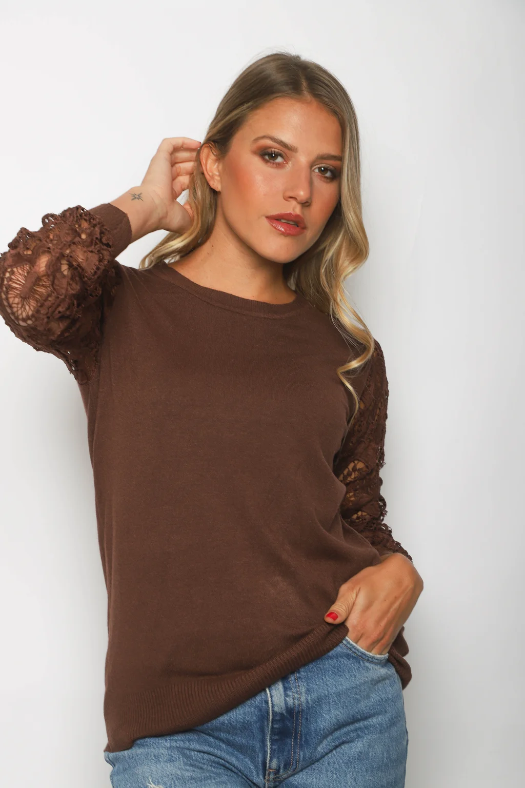 Sweater MELROUSE Bremer c/ Guipiur en mangas GUL600