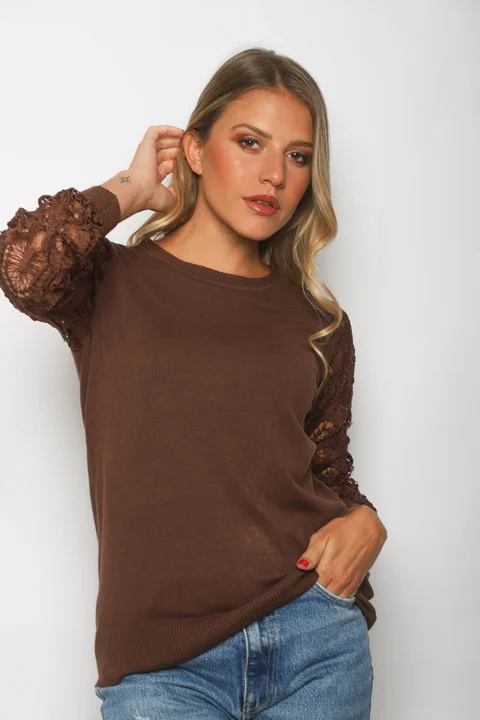 Sweater MELROUSE Bremer c/ Guipiur en mangas GUL600