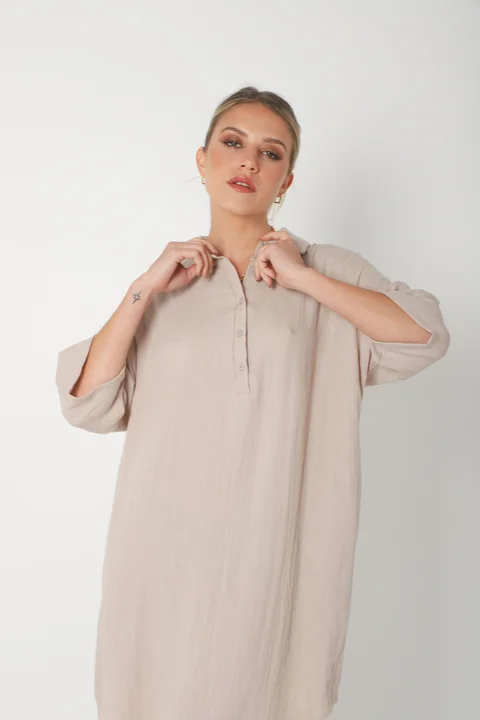 Vestido KAISER de Lino c/ Botones GU0333