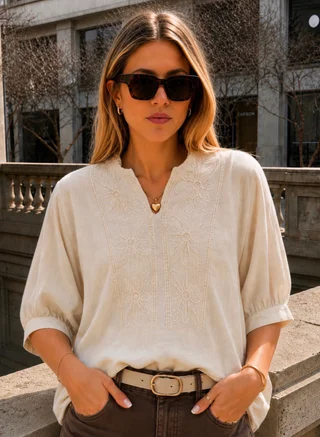 Blusa GANHA de Lino c/Bordado GU0326 - Vista 5