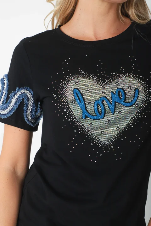 Remera BLUE LOVE STRASS GU7490