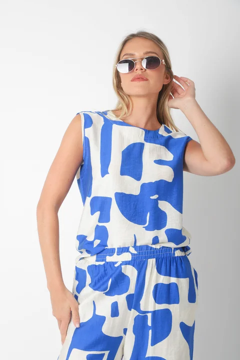 Conjunto CARMESI LINO estampado GUK70150-1/GUK70150