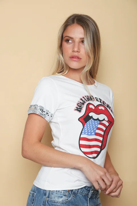 Remera ROLLING Brillos y Lentejuelas GU15802