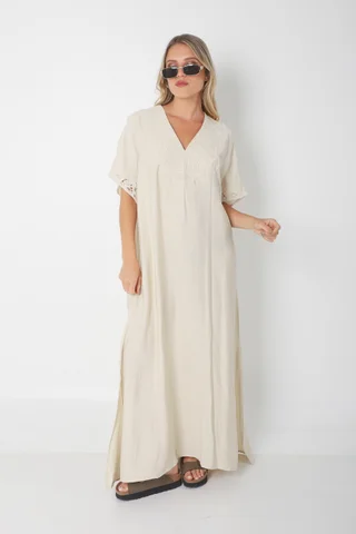 Vestido Tunica PARU de Lino Bordado GU2527 - Vista 2