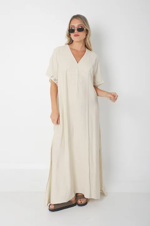 Vestido Tunica PARU de Lino Bordado GU2527