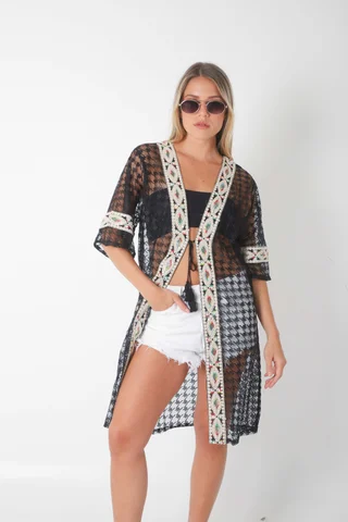 Kimono Encaje Black Munnar GU1469 - Vista 6