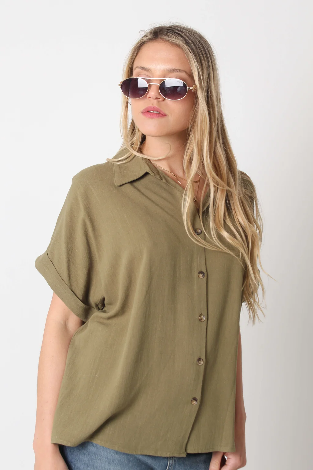Camisa CANNES Lino Oversize Manga Corta GUC48