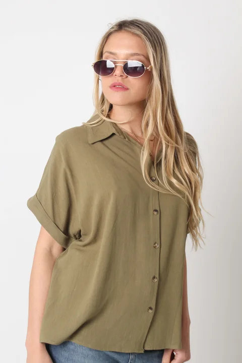 Camisa CANNES Lino Oversize Manga Corta GUC48