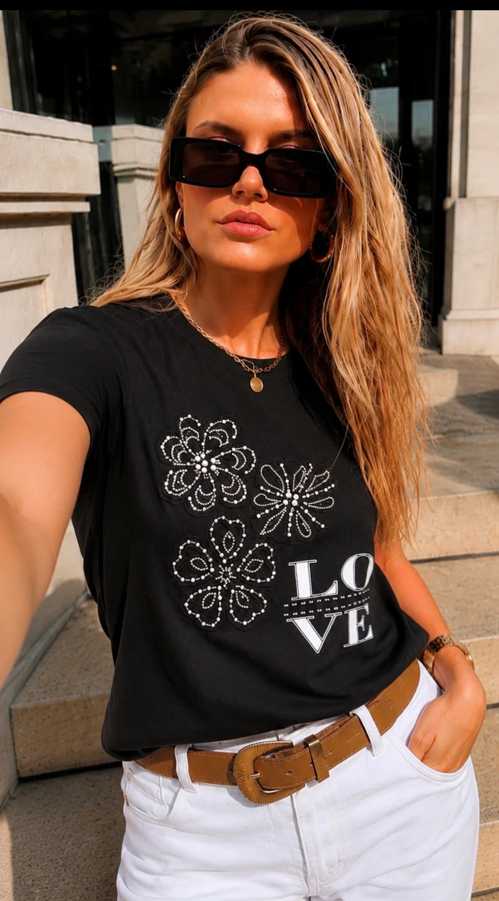  Remera Bordada LOVE CON FLORES GU278762