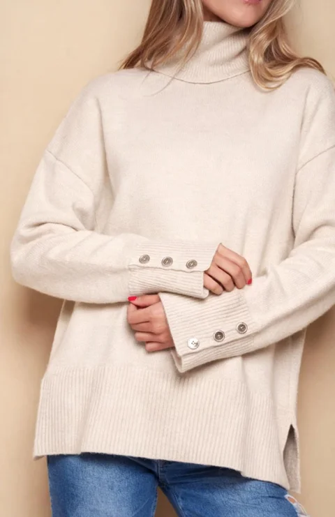 Poleron DANUBIO tejido grueso con Botones GUL836