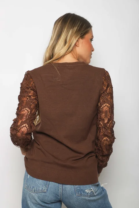 Sweater MELROUSE Bremer c/ Guipiur en mangas GUL600