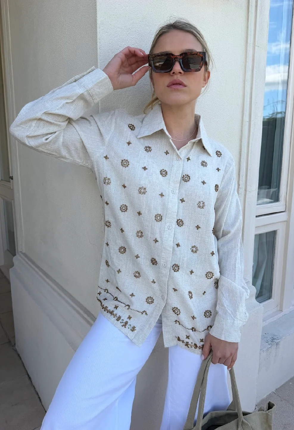 Camisa PUIGARI Lino Bordada GU70238