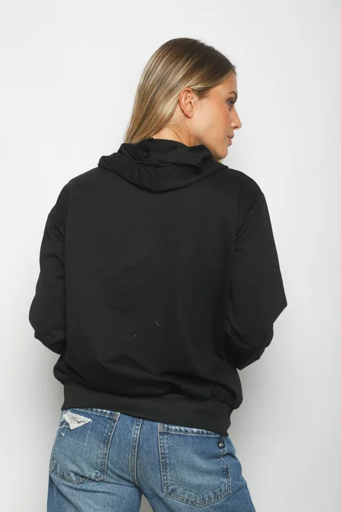 Campera Siena Black Algodon con Cierres con Brillos GUK166