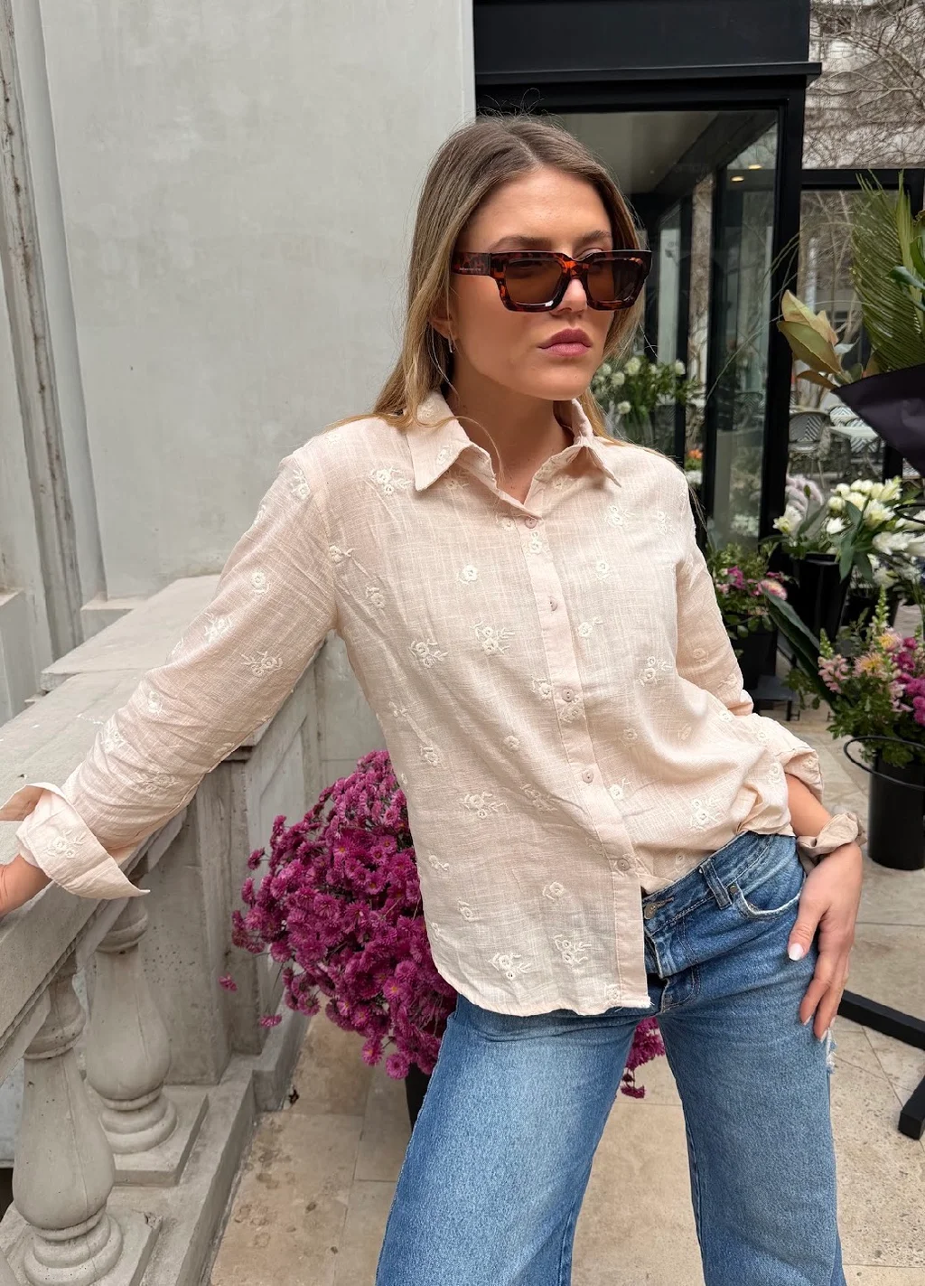 Camisa ROSMARY Lino Bordada GU70242