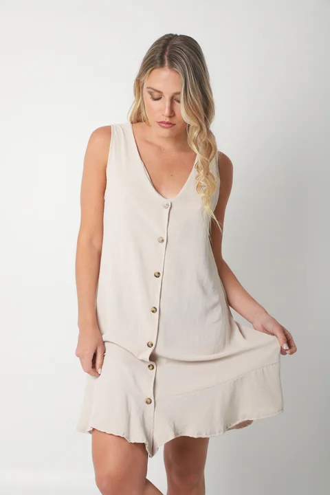 Vestido Gales Abotanado Creppe