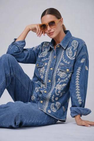 Camisaco AMPLIO GLAM Jean Bordado GU0566 - Vista 3