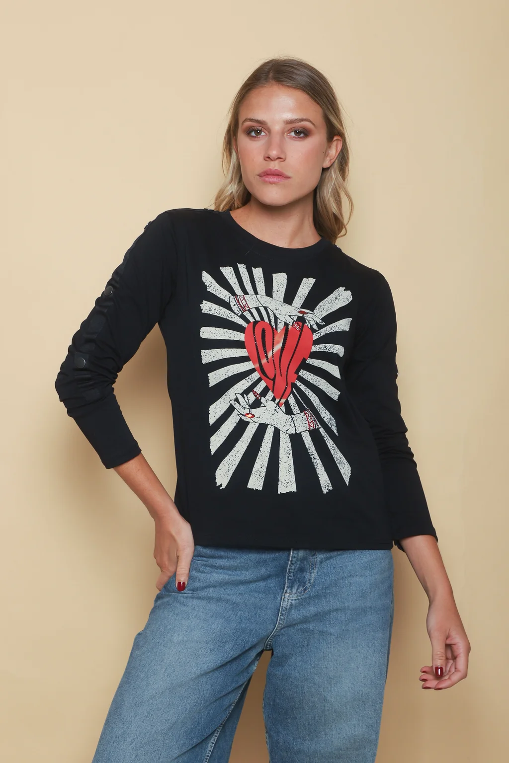 Remera KOTAO Manga Larga c/ Botones en Mangas GU5124