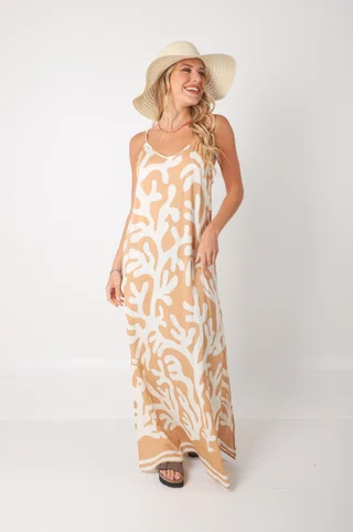 Vestido COZAMUI lino estampado GUK70142-6 - Vista 3