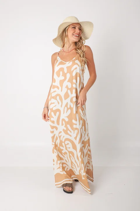 Vestido COZAMUI lino estampado GUK70142-6