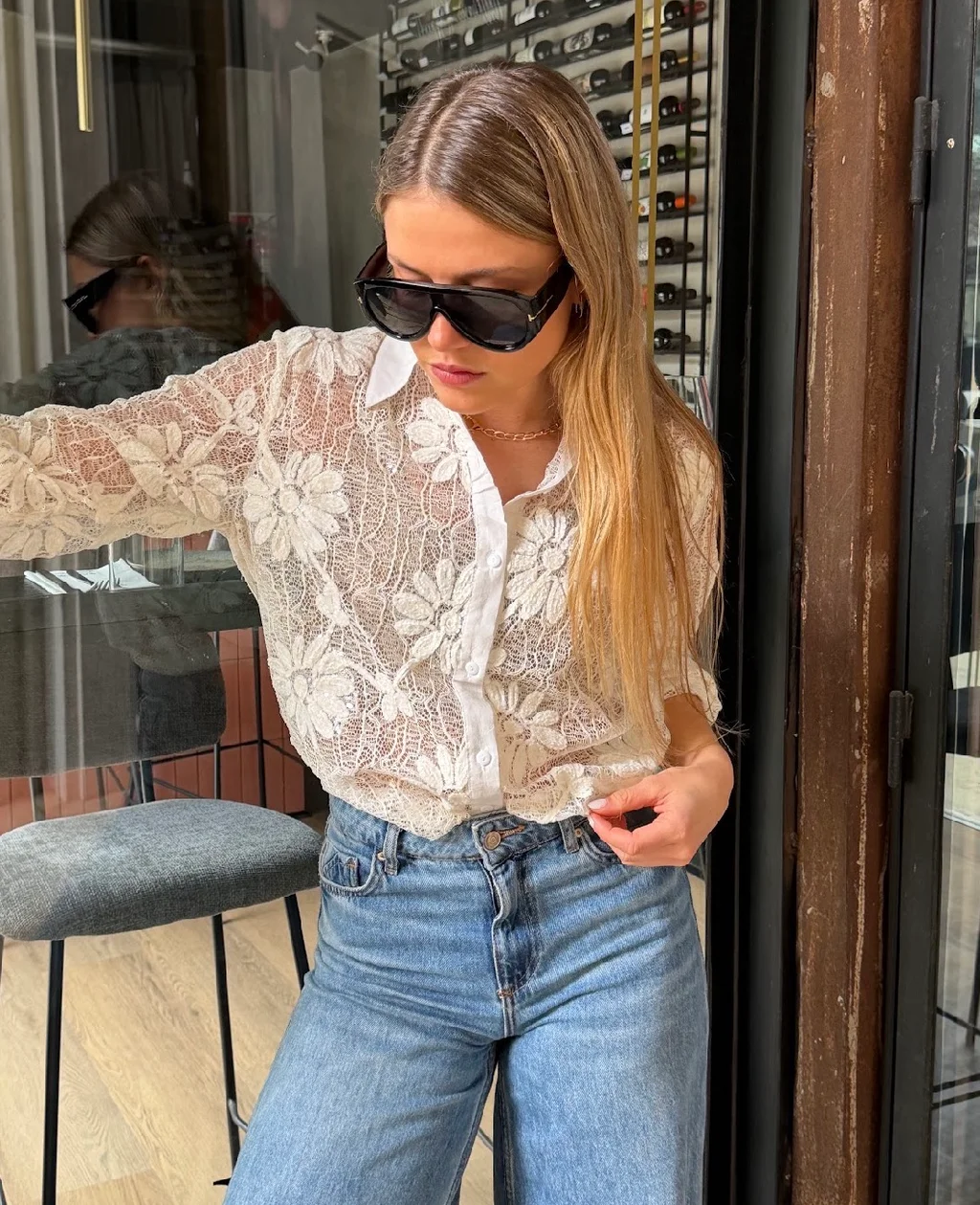 Camisa DARLIN Con Encaje y Bordado GUK70283