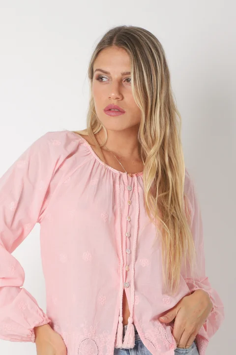 Blusa RONNEY Bordada Con Tiras GU70122