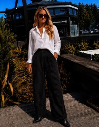 Pantalon Fancy Sastrero Rayado Pinzas - Vista 4
