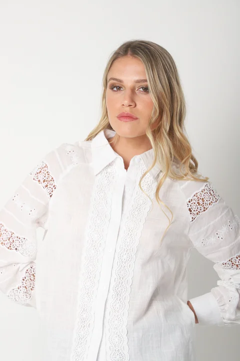 Camisa LAFINUR Lino y Broderie GUL70183