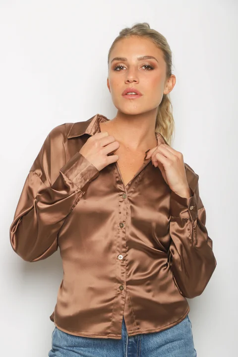 Camisa ZELENI Saten c/ Tiras para atar Atras GUK70282