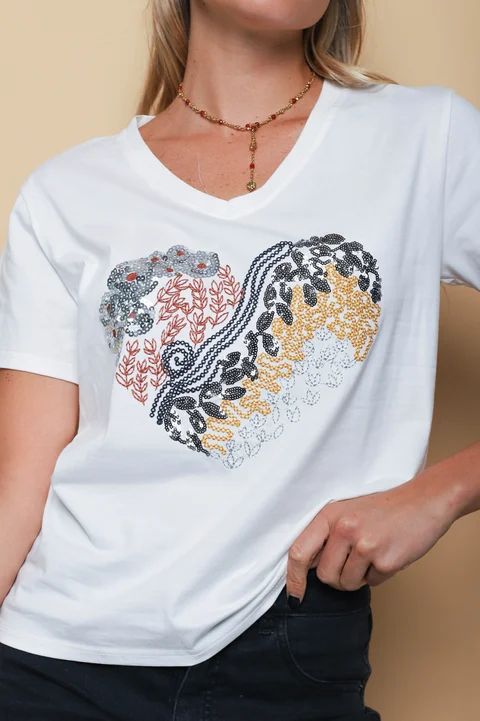 Remera LOVE YOU CORAZON Lentejuelas GUJ5211