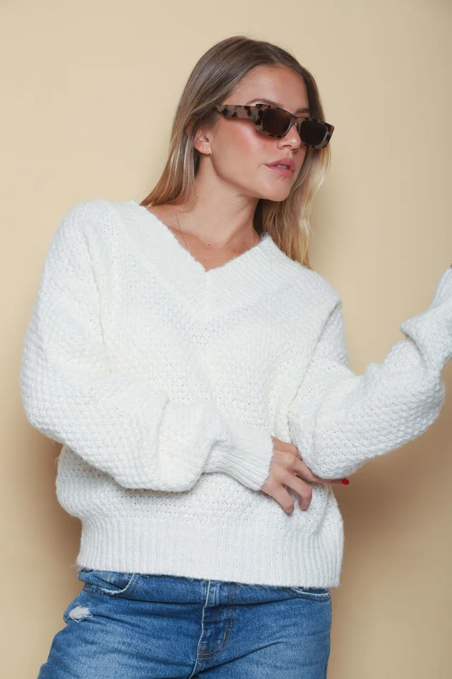 Sweater Kiria Escote V Tejido Grueso GU81330
