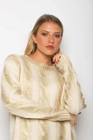 Sweater Olivia Foil Elastizado Trenzado con Brillos GU64770 - Vista 2