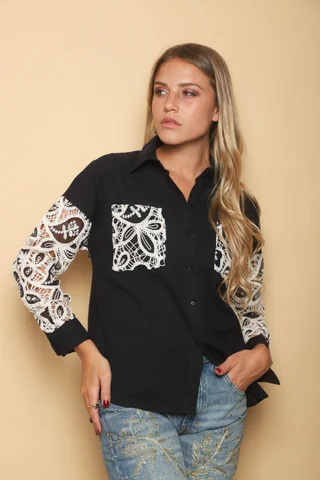Camisa MARLENE Lino con Bordado GUK70168 - Vista 5
