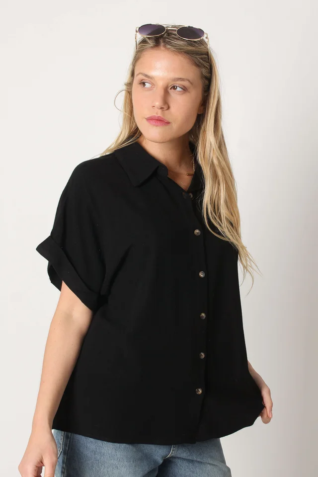 Camisa CANNES Lino Oversize Manga Corta GUC48