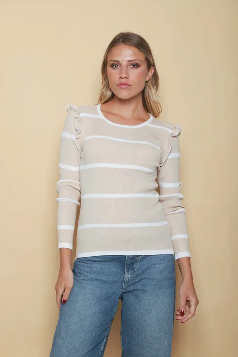 Sweater OHLALA Bremer Rayado c/Volados GUL660