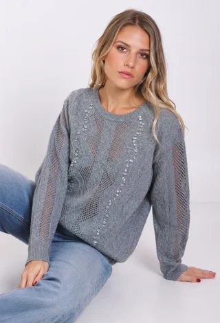 Sweater VALENTINA Tejido con Piedras GUL664 - Vista 1