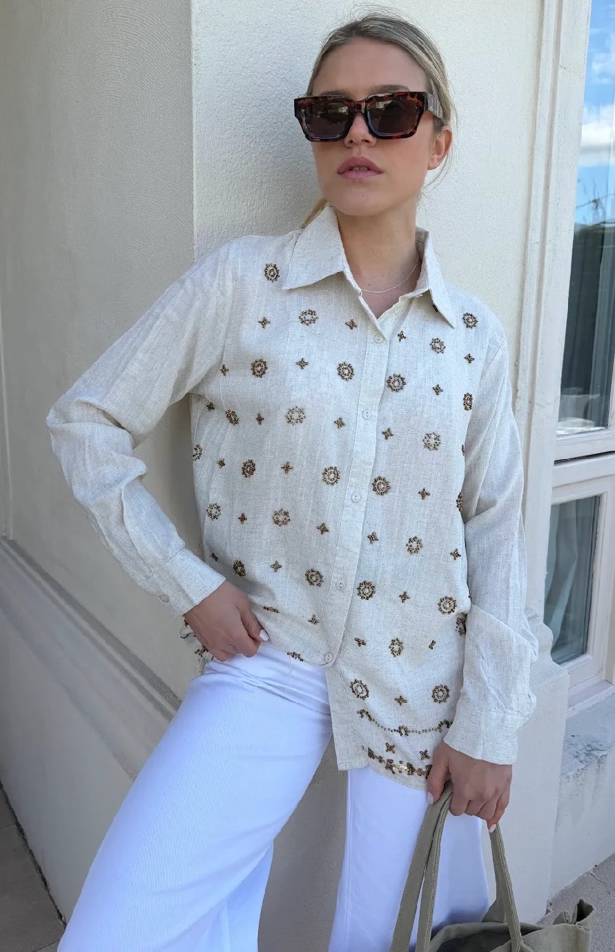 Camisa PUIGARI Lino Bordada GU70238