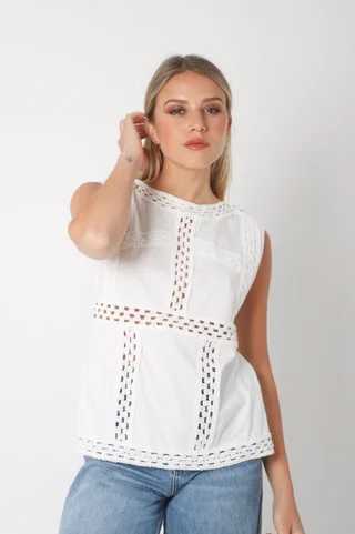 Musculosa DREAM Algodon Lycra y guipiure GUK70207 - Vista 3