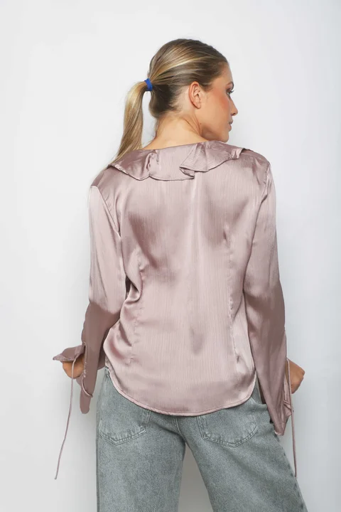 Blusa WENDY SATEN C/Volados GU0343