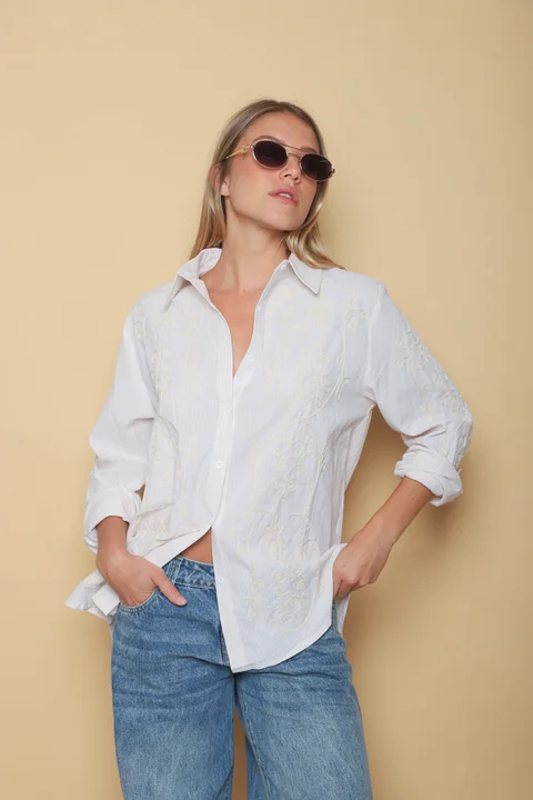 Camisa VOIRE  Rayada Bordada GU0547