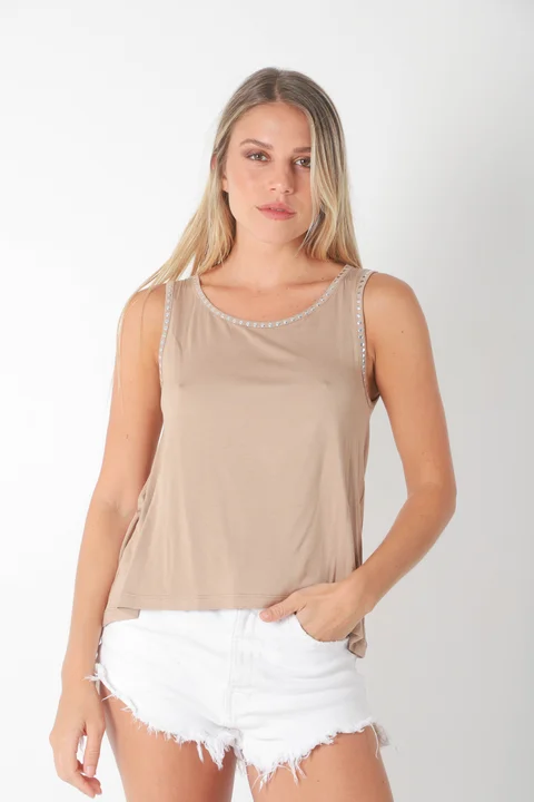 Musculosa POSITANO Modal c/ Tachas Redonda Pequeña
