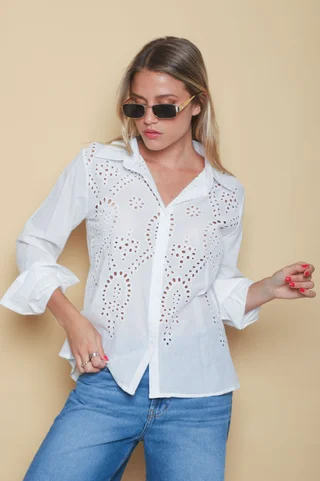 Camisa Clarice Broderie GUK4110 - Vista 1