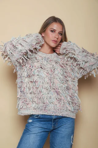 Sweater MALIBU Tejido Grueso c/ Flecos GUL74222 - Vista 1