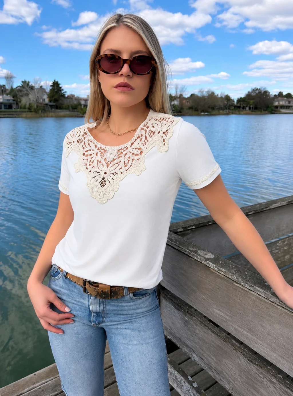 Remera KARNER Cuello Crochet GU6263