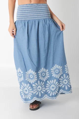 Pollera AMORIM JEAN Bordada GU0557 - Vista 3