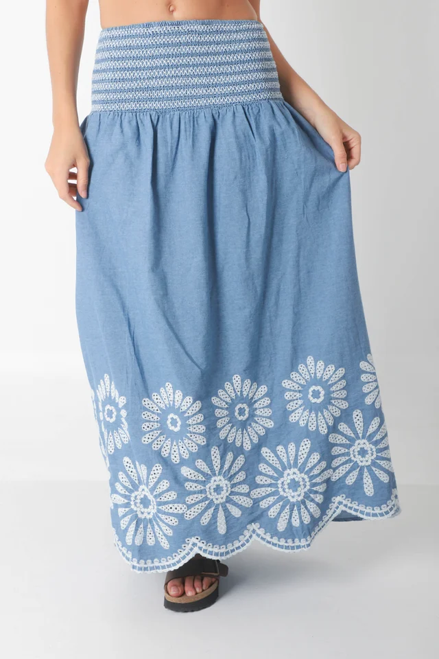 Pollera AMORIM JEAN Bordada GU0557