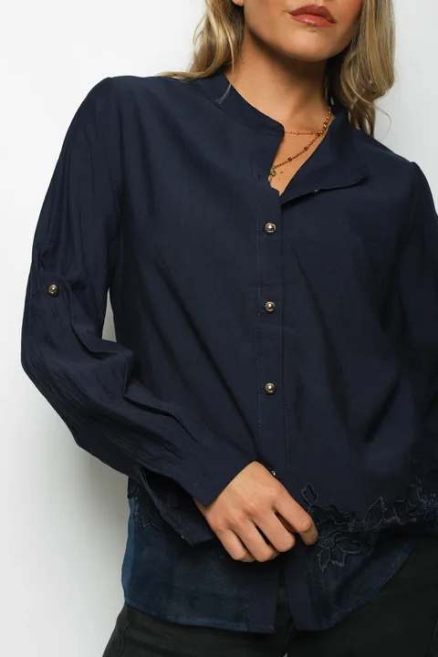 Camisa VINAR Cuello Mao Bordada con Tul GU0336