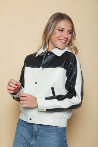 Campera California White Ecocuero Combinada GUK2042 - Vista 5