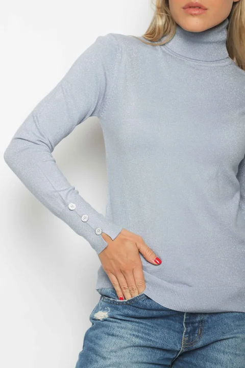 Polera MERIDIAN Lurex con Botones Strass GUL601