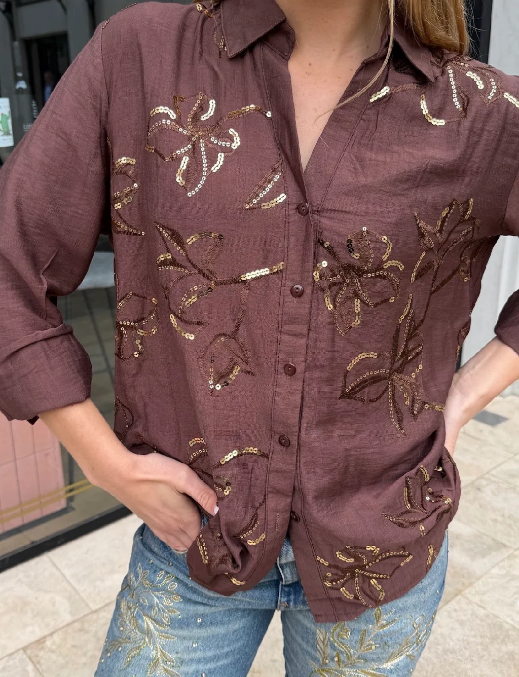 Camisa ALISON de LINO Bordada GU70280