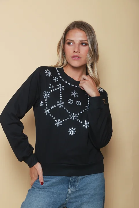 Buzo Boho Bordado con Piedras GUK4114